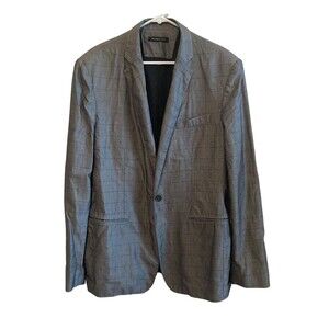 John Varvatos Blazer Jacket Mens Size M/L Gray One Button Shoulder Pad Star USA